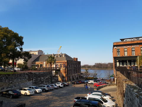 Savannah Waterfront and Parking Lot Historic View