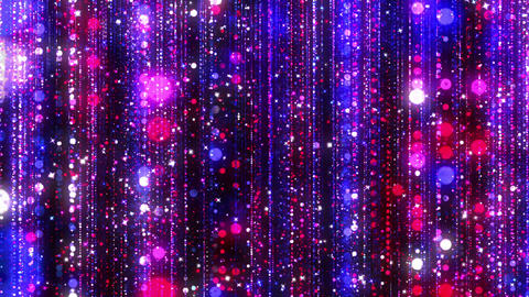 Red and Blue Shiny Particles Fly Forward