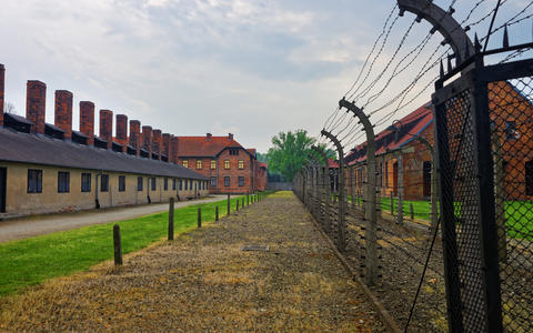 Barracks and Crematorium at Auschwitz concentration camp