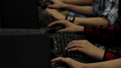 Gaming Tournament At Convention, Teenagers Playin Online Games, Hands Detail