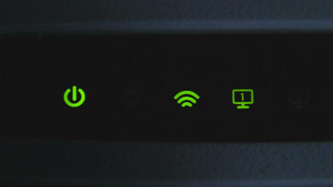 Wi-Fi router icons blinking buttons, network, power, settings