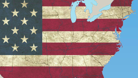 Delaware pull out, smooth USA map, all states available