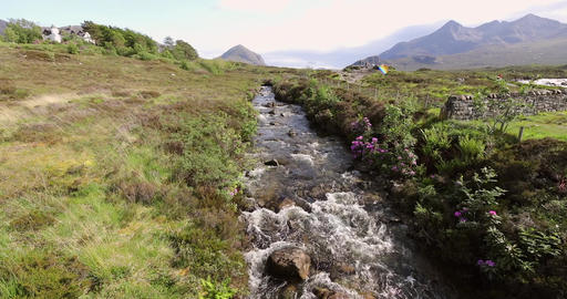 Picturesque landscape of a mountain river with traditional nature of Scotland