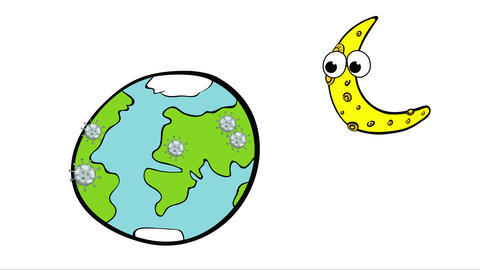 Earth with viruses and moon white