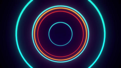 VJ Tunnel With Orange And Blue Circle Lights Turning On And Off Looping