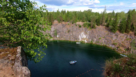 Green Water in Marble Canyon Ruskeala in Karelia