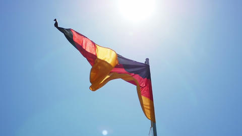 Silky flag of Germany flying in the wind