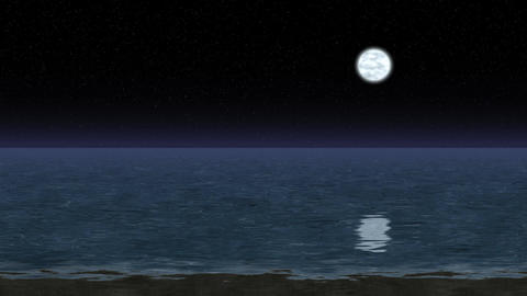 Night sea landscape generated seamless loop video