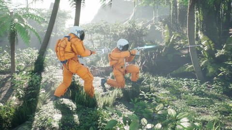Scientist astronauts battle Tyrannosaurus Rex in the ali GIF 15553904 ...