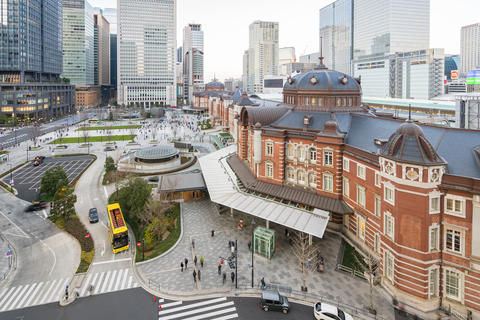 Tokyo cityscape skyline with Tokyo Station in Japan