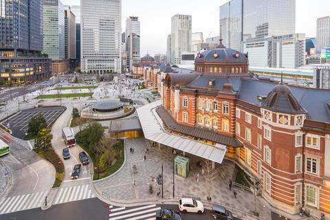 Tokyo Station with modern buildings in Tokyo city, Japan