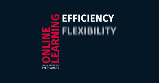 Online learning. Kinetic Typography. Word Cloud Text Intro