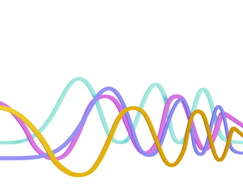 multicolored wavy curved lines isolated on white background