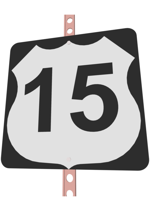 US Route sign with a black frame filled with white, black and white shield sign