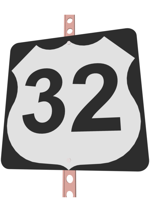 US Route sign with a black frame filled with white, black and white shield sign
