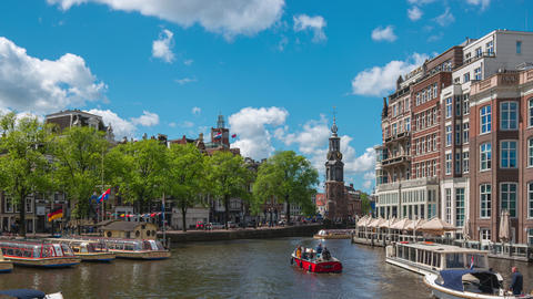 Amsterdam city with canal in Netherlands