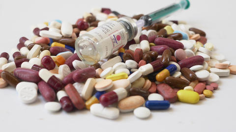 large amount of capsules rotating