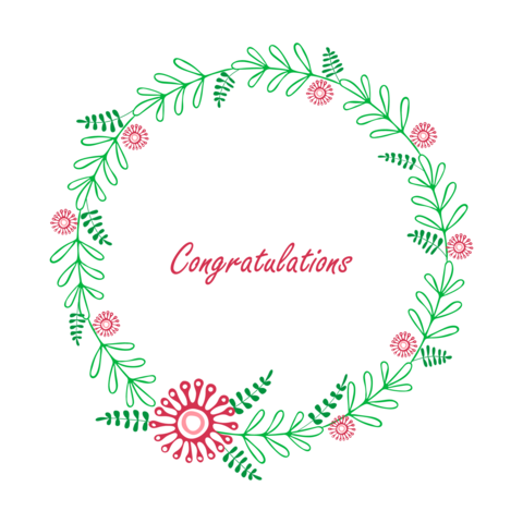 Flower wreath. Postcard with the inscription Congratulations. Vector illustration