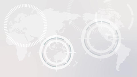 World map video with a circle on a gray background