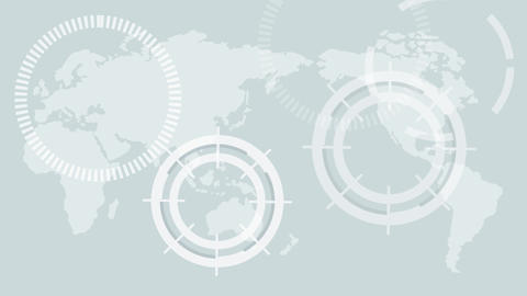 World map video with a circle on a gray background