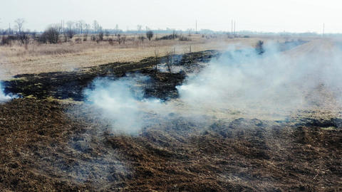 Climate emergency and change. Global warming. aerial drone fly over view of a