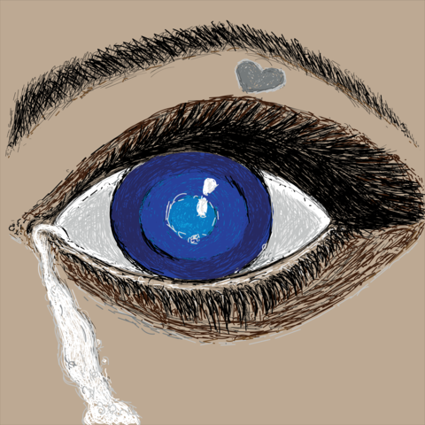 Woman Crying Blue Eye Illustration