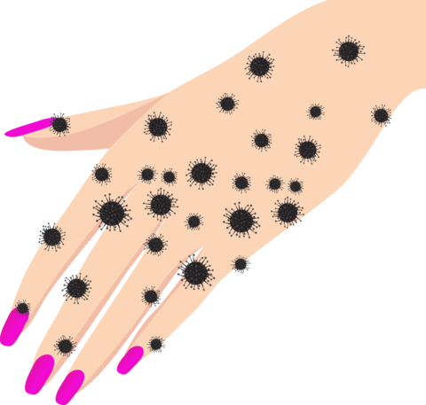 corona virus on hands vector illustration