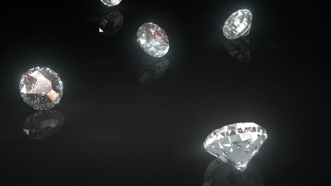 Diamonds Drop onto Shiny Black Surface Loop