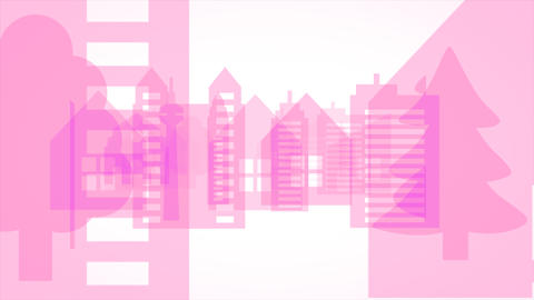 Pink cityscape silhouette background