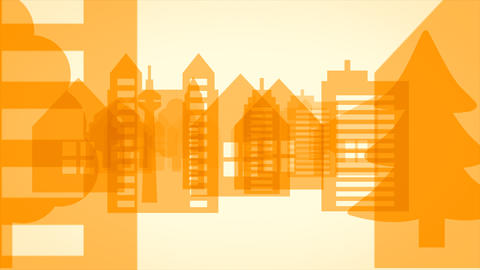 Orange cityscape silhouette background