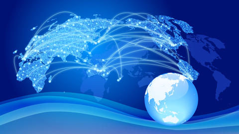 Global digital network image blue background