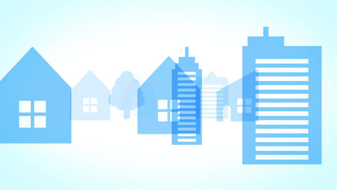 Blue cityscape silhouette background