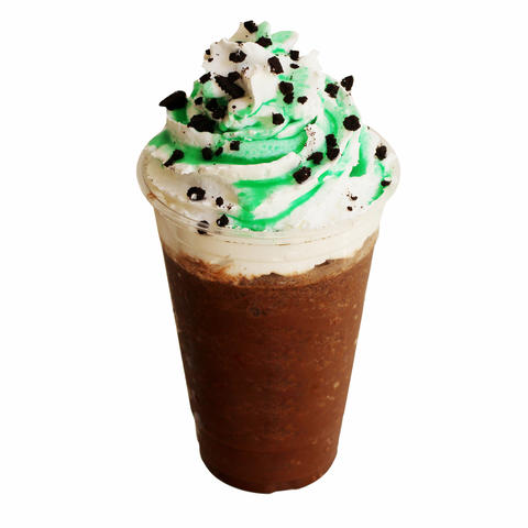 Mint chocolate frappe isolated on white background