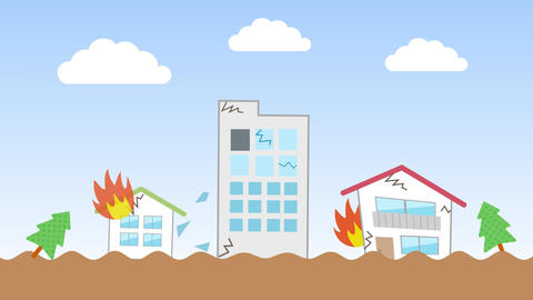 Cartoon Earthquake House