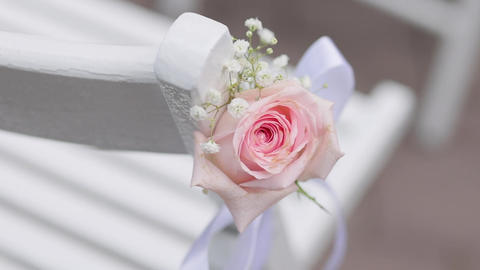Beautiful Wedding decor. Wedding fresh flowers on summer sunny wedding day