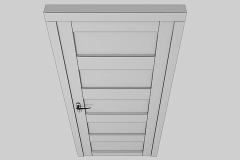 Low Poly Door 3D with frosted glass inserts