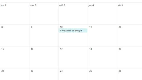 Spanish. Creating a Scheduled Calendar Reminder of School Exam in To Do List