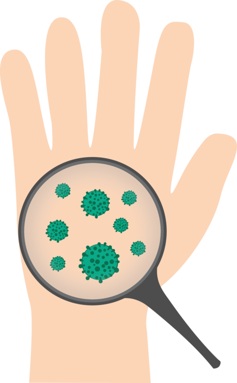 corona virus infection on hands vector illustration
