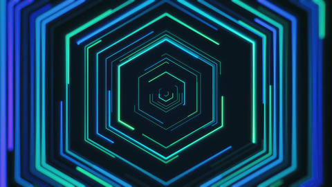 Hi-tech Glowing Green and Blue Hexagonal Lines