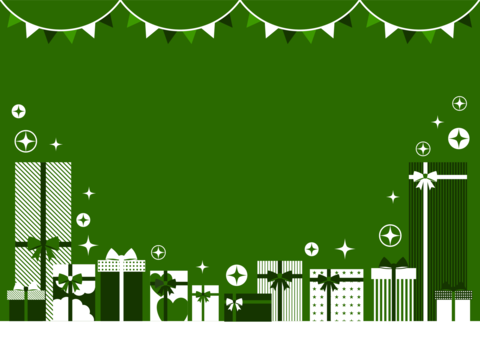 Present box background frame with green background