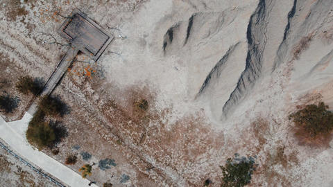 Drone flying over the mud volcano aerial shot