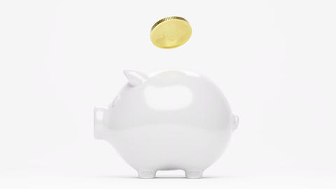 3D rendering piggy bank, gold Bitcoin, XRP, Cardano, Tether, Binance, Ethereum, Cryptocurrency
