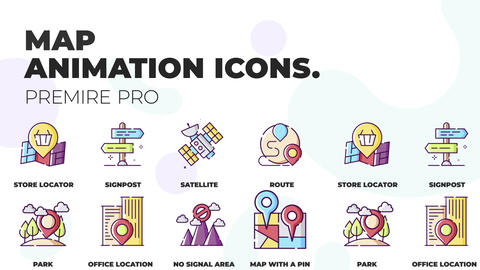 Map & Route - MOGRT Icons 모션 그래픽 템플릿 19480305 | MotionElements