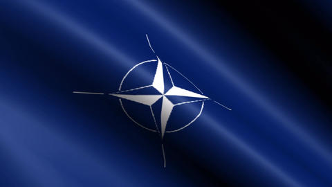 NATO flag 3d flag of the national North Atlantic Treaty Organization waving in