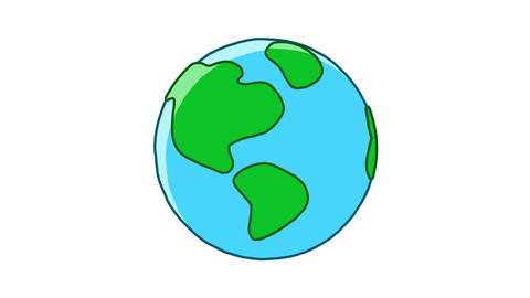 手描きアニメ風の地球