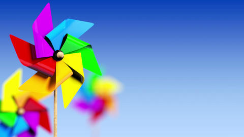 Colored Spinning Pinwheel in the Wind