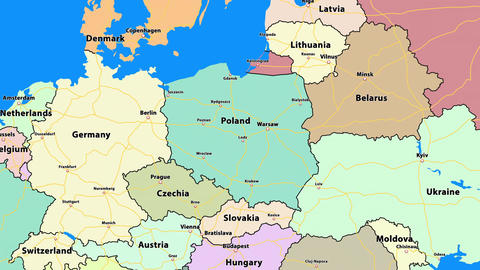 Poland map with flag Animation 3D