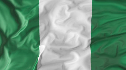 The flag of Nigeria flutters in the wind. Animation 3d