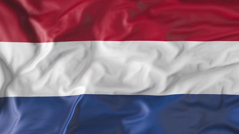 The flag of the Netherlands flutters in the wind. Animation 3d