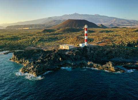 Aerial view of the lighthouse Faro de Rasca on The Tenerife, Canary Islands